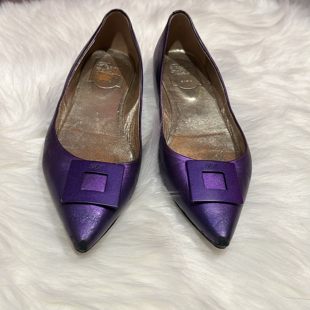 Roger Vivier Purple Leather Patent Flats!